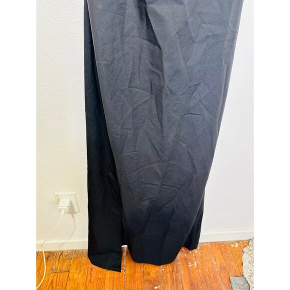 ROHE Black Open Back High Neckline Tie Strap Detail Floor Length Back Slit Dress - Picture 14 of 16